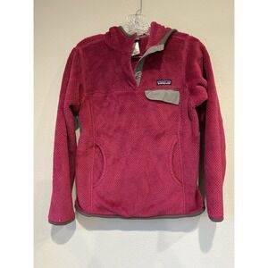 Patagonia Womens Jacket Fleece‎ Hooded Pockets Pullover Logo Pink XS